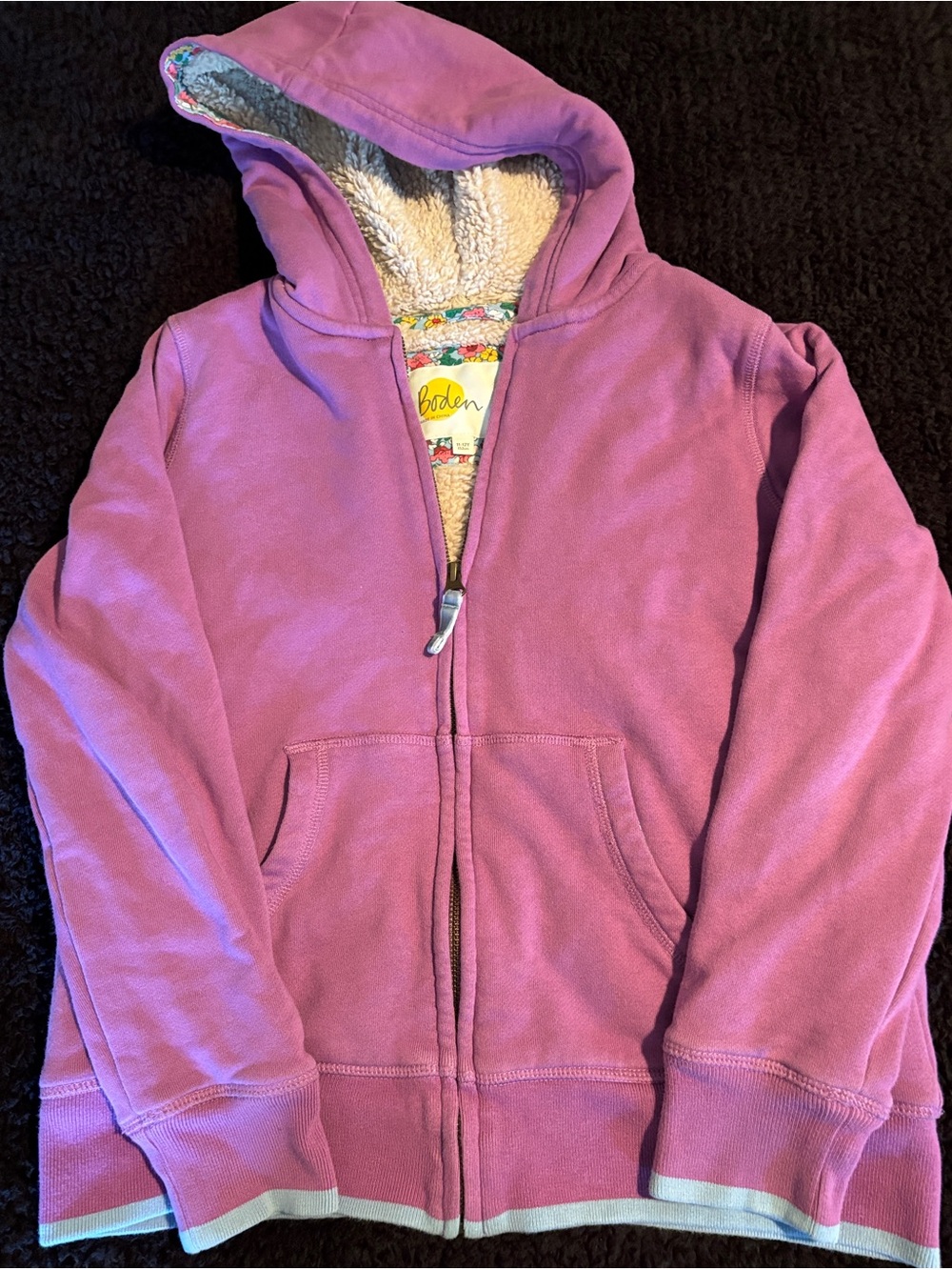 Boden Purple Hooded Zip-Up Sweatshirt